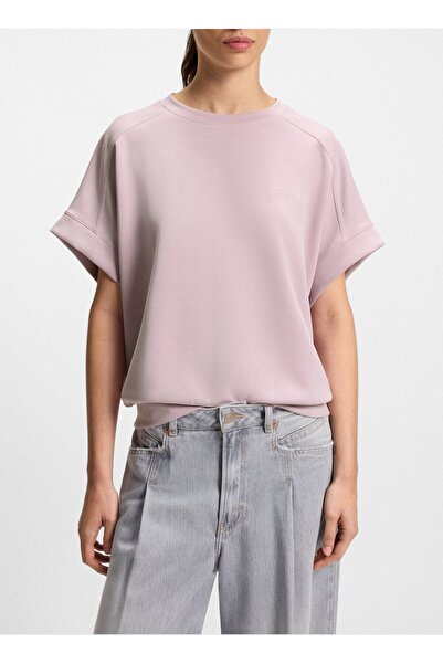 BOSS Kadın Kısa Kol Bisiklet Yaka Rahat Kesim Pembe T-Shirt