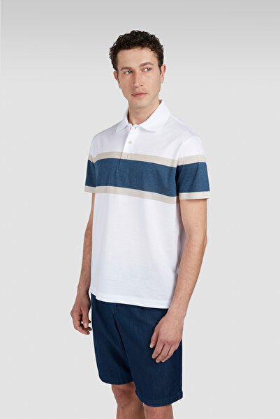 PAUL&SHARK Erkek Pamuklu Polo Yakalı Düğme Kapamalı Kısa Kollu Beyaz Polo Yak...