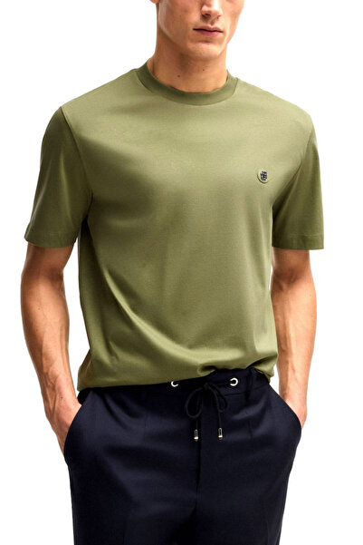 BOSS Erkek Regular Fit Bisiklet Yaka Marka Logolu Yeşil T-Shirt