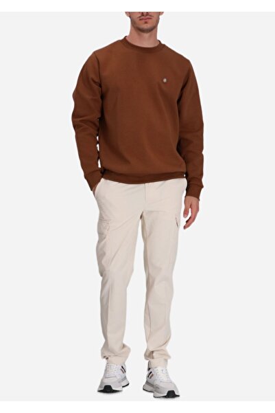 BOSS Men's Plain Model Crew Neck Long Sleeve Brown1 Sweatshirt