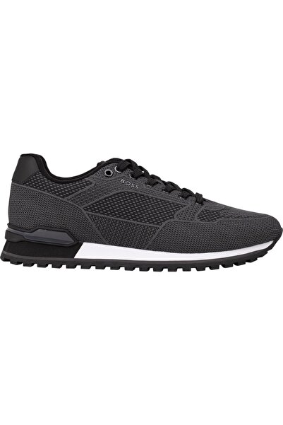 BOSS Erkek Rahat Yüksek Taban Deri Karışımlı Siyah Sneaker