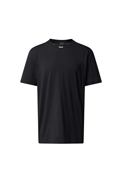 BOSS Erkek Yazılı Kısa Kollu Bisiklet Yaka Siyah T-Shirt