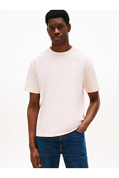 Tommy Hilfiger Erkek Yuvarlak Yaka Regular Fit Düz Model Kısa Kol Pembe T-Shirt