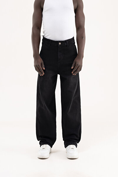 Machinist Men's Basic Baloon Fit Baggy Jean Trousers Effect Black