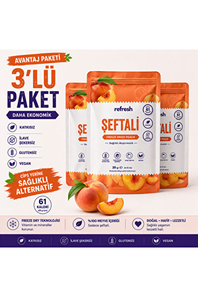 Refresh Chips Refresh Şeftali Dondurularak Kurutulmuş Meyve 3'lü Avantaj Pake...