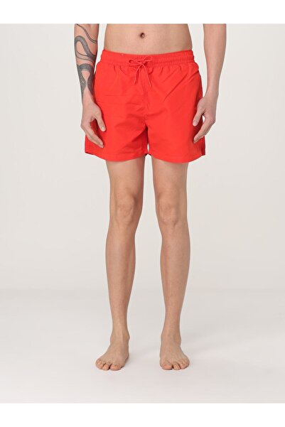 Emporio Armani Ανδρικό ριγέ λεπτομέρεια με κορδόνια και ελαστικό κόκκινο σορτς