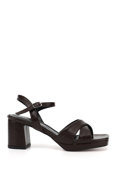 GÖNDERİ(R) Γυναικεία Καφέ Παπούτσια με Τακούνι και Πλατφόρμα Σανδάλια