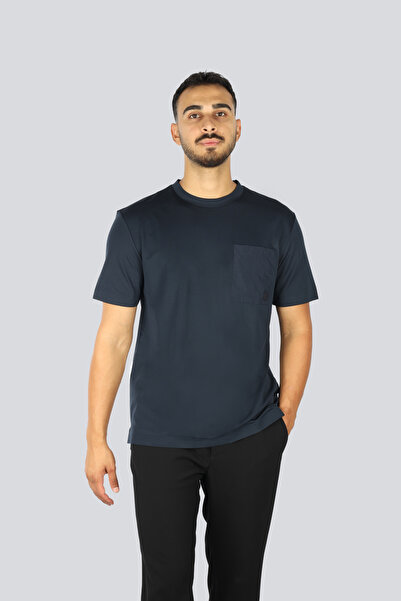 BOSS Erkek Regular Fit Yuvarlak Yakalı Cep Detaylı Pamuklu Kısa Kollu Laciver...