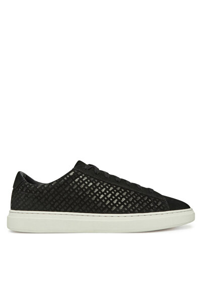 BOSS Erkek Üst Yüzeyi Monogram Logo Desenli Düz ve Rahat Taban Siyah Sneaker
