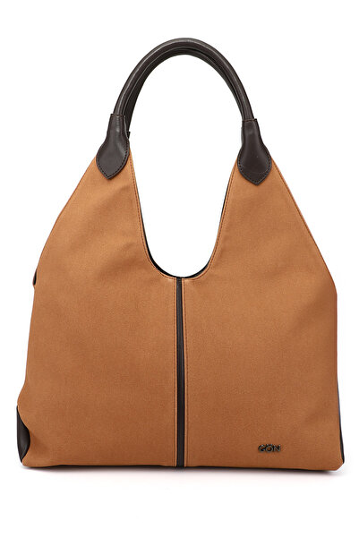 GÖNDERİ(R) Γυναικεία τσάντα ώμου σε καφέ σουέντ