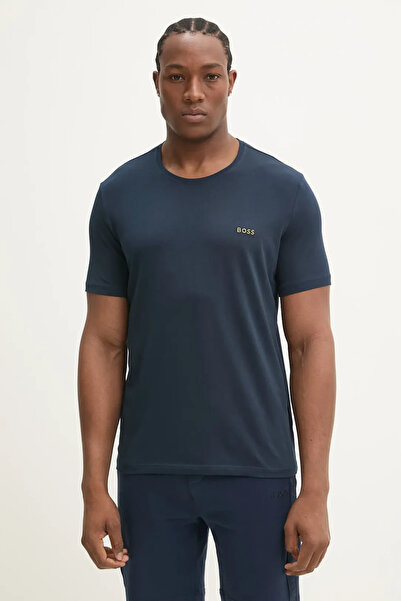 BOSS Erkek regular fit Kısa Kollu Düz Bisiklet Yaka Mavi T-Shirt