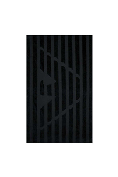 Emporio Armani Unisex Logo Patterned Cotton Black Beach Towel