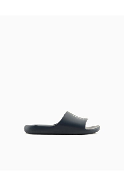 Armani Exchange Ανδρικές άνετες παντόφλες με επίπεδη σόλα σε μπλε ναυτικό χρώ...