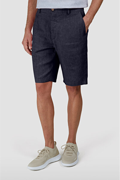 PAUL&SHARK Erkek Regular Fit %100 Keten Normal Bel Lacivert Şort