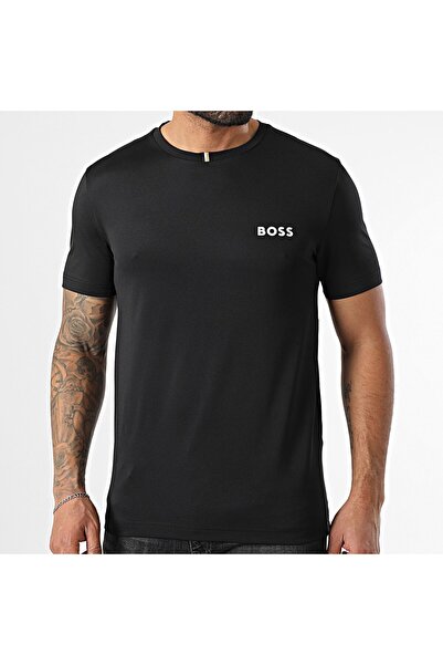 BOSS Erkek Logolu Kısa Kollu Pamuklu Siyah T-Shirt