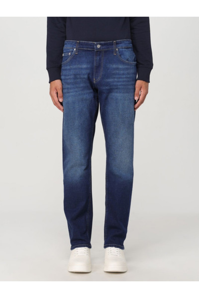 Calvin Klein Erkek Slim Fit Taşlı Denim Normal Paça Lacivert Jeans