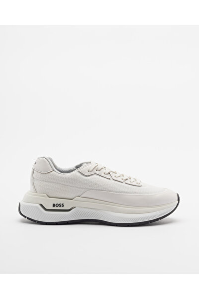 BOSS Erkek Deri Marka Logolu Rahat Taban Normal Kalıp Beyaz Sneaker