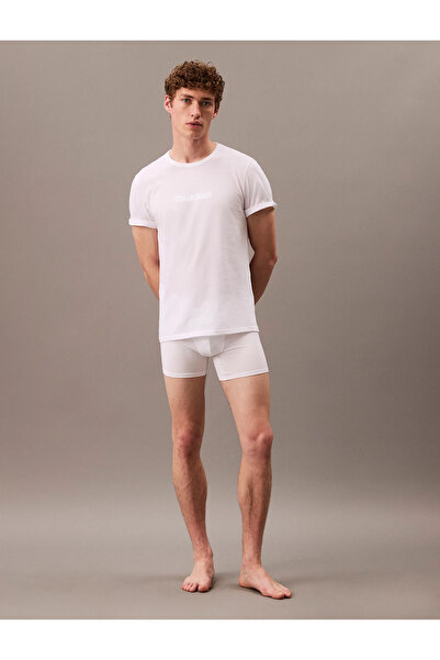 Calvin Klein Erkek Relaxed Fit Bisiklet Yaka Marka Logolu Kısa Kollu Beyaz T-...