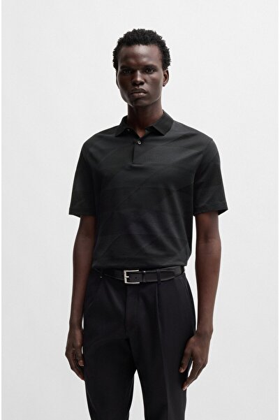 BOSS Erkek Polo Yaka Geometrik Desenli Kısa Kollu 001 Polo Yaka T-Shirt