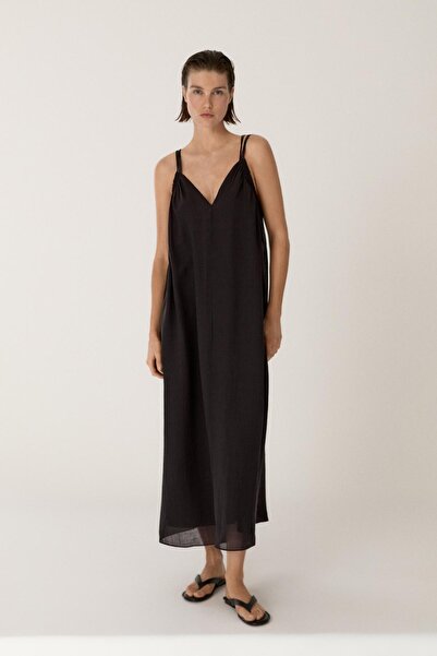 Massimo Dutti Ramili askılı midi elbise