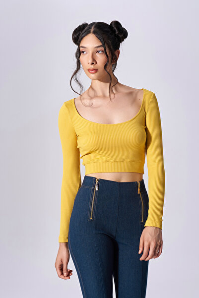 Naar Women's Slim Fit Long Sleeve Yellow Bodysuit