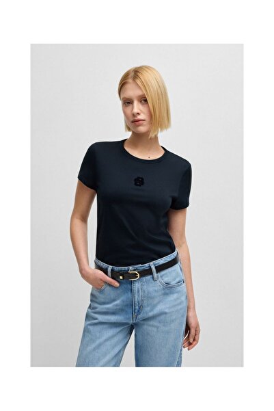 BOSS Kadın Regular Fit Yuvarlak Yaka Kısa Kollu Lacivert T-Shirt
