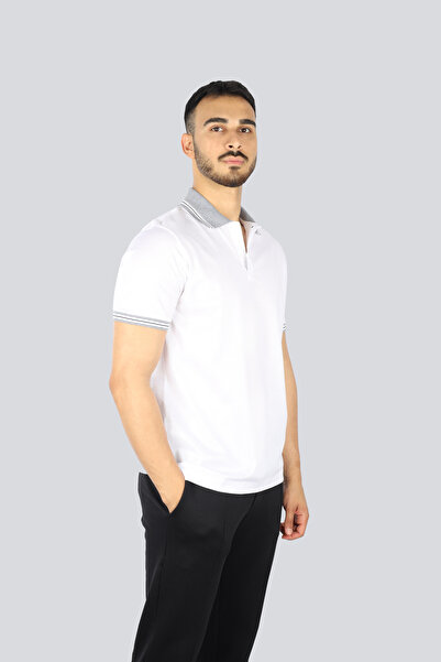 PAUL&SHARK Erkek Regular Fit Yakası ve Kolları Şerit Çizgili Pamuklu Kısa Kol...