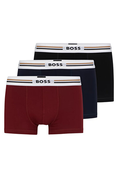 BOSS Erkek Marka Logolu Beli Lastikli Bordo Boxer