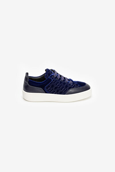 Emporio Armani Kadın Marka Logolu Rahat Taban Bağıcıklı Lacivert Sneaker