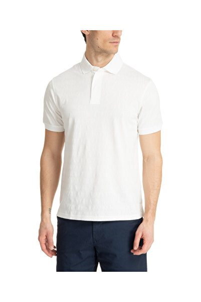 Emporio Armani Erkek Logolu Polo Yakalı Kısa Kollu Düğmeli Beyaz Polo Yaka T-...