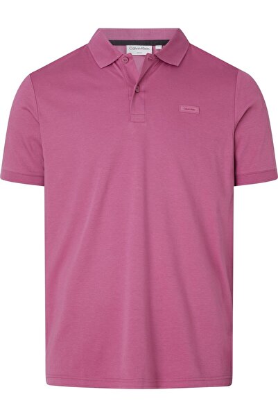 Calvin Klein Erkek Marka Logolu Polo Yakalı Organik Pamuklu Fuşya Polo Yaka T...