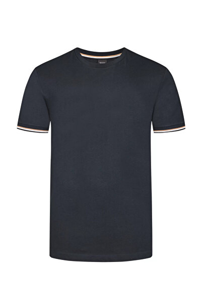 BOSS Erkek regular fit Kısa Kollu Düz Bisiklet Yaka Lacivert T-Shirt