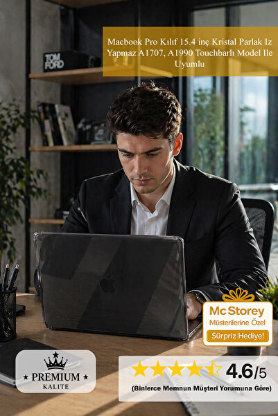 Mcstorey Macbook Pro Kılıf 15.4 inç Kristal Parlak Iz Yapmaz A1707, A1990 Tou...