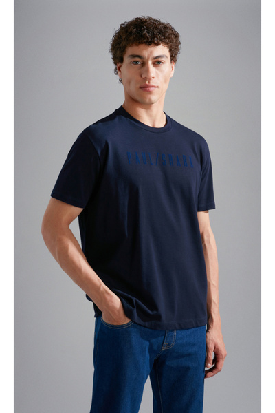 PAUL&SHARK Erkek Logo Baskılı Bisiklet Yaka Normal Kesim Lacivert T-Shirt