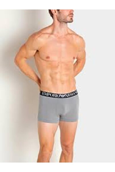 Emporio Armani Erkek Pamuklu Marka Logolu Gri Boxer 111389 3R511-24841