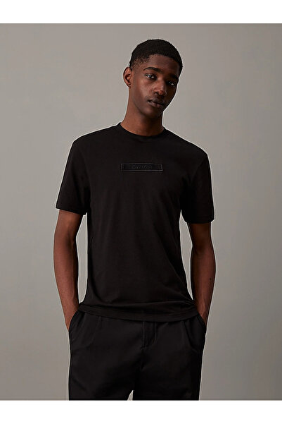 Calvin Klein Erkek %100 Pamuklu Logolu Kısa Kollu Siyah T-Shirt