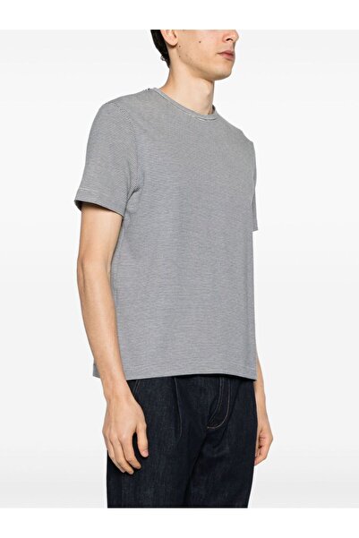 Emporio Armani Men's Crew Neck Striped Short Sleeve Black-White T-Shirt