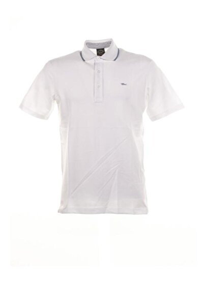 PAUL&SHARK Tricou alb cu guler polo, cu mânecă scurtă, croială normală, din b...