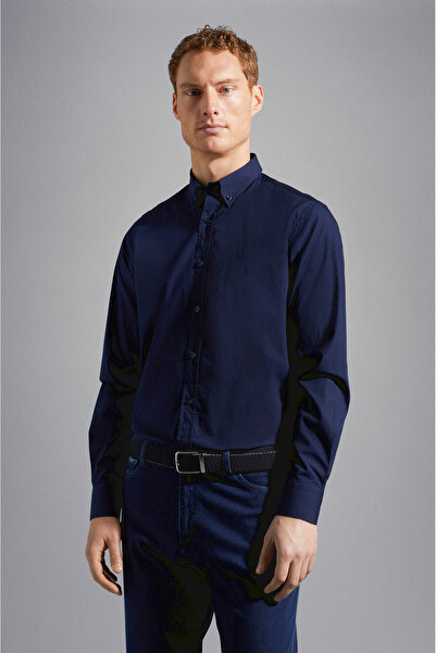 PAUL&SHARK Erkek Uzun Kol Slim Fit Gömlek Yaka Günlük Lacivert Gömlek