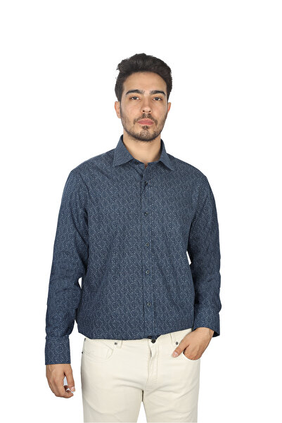 PAUL&SHARK Cămașă cu mânecă lungă cu model pentru bărbați, cămașă casual bleu...