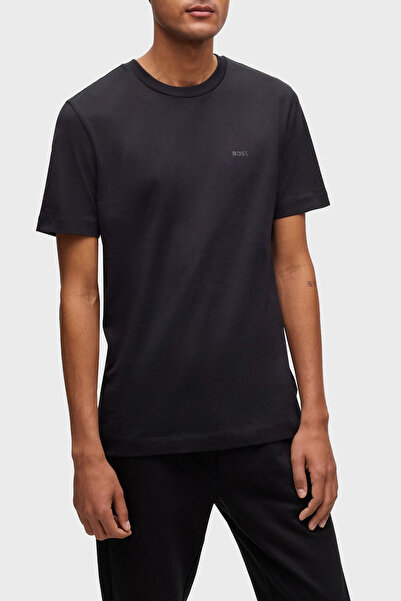 BOSS Erkek regular fit Kısa Kollu Düz Bisiklet Yaka Siyah T-Shirt