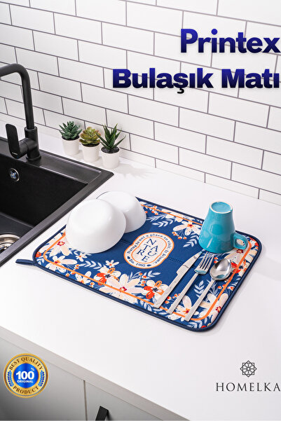 HOMELKA Printex Bulaşık Kurutma Matı Süper Emici Bulaşık Kurutma Örtüsü Natur...