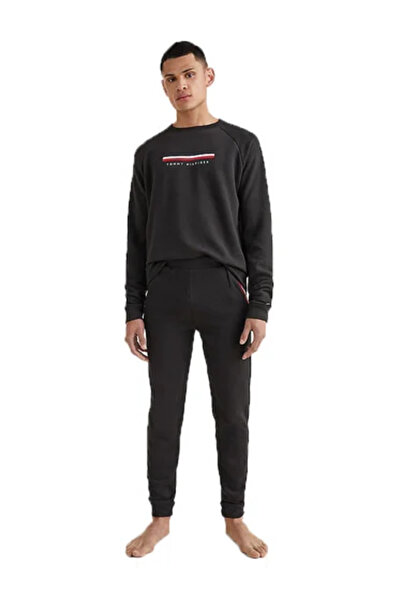 Tommy Hilfiger Ανδρικό μαύρο παντελόνι φόρμας με λογότυπο και ελαστικά τελειώ...