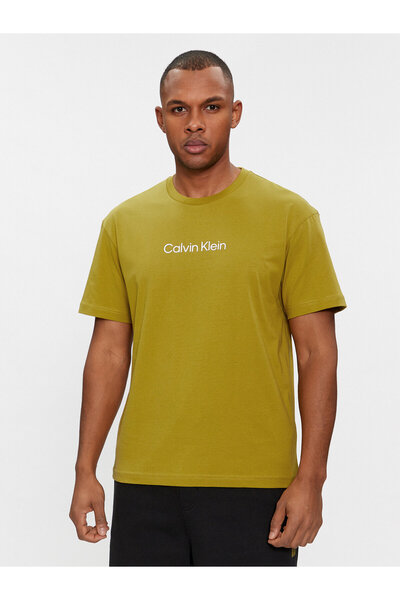 Calvin Klein Erkek Marka Logolu Günlük Kullanım Hardal Sarısı T-Shirt K10K111...