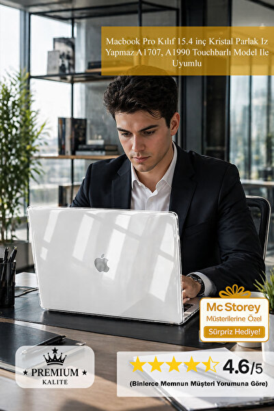 Mcstorey Macbook Pro Kılıf 15.4 inç Kristal Parlak Iz Yapmaz A1707, A1990 Tou...