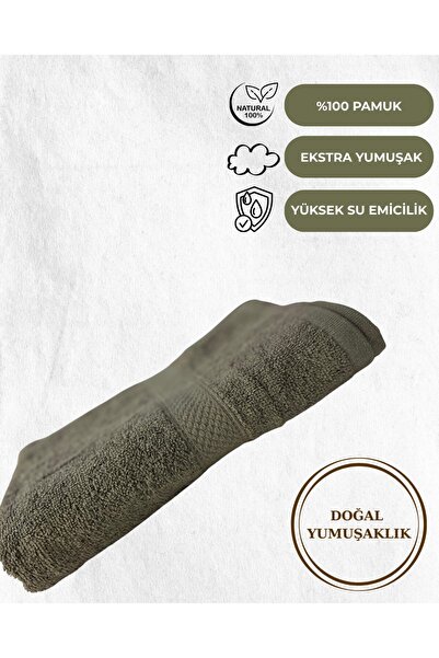 Mions Velur %100 Pamuk Doğal El & Yüz & Baş Havlusu 4 Adet - HAKİ YEŞİL