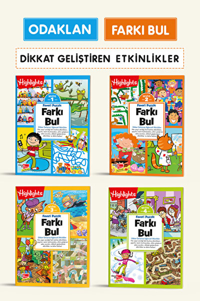 Dikkat Atölyesi Yayınları Farkı Bul 4’lü Set | 5-9 Yaş Dikkat ve Zeka Gelişti...