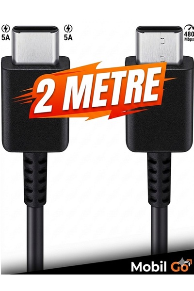 MOBİL GO Type-c To Usb-c Şarj Kablosu 2 Metre Xiaomi Huawei Honor Oppo Realme...