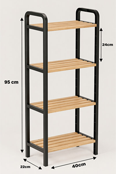 Çavdar Group Three 4 Katlı Ahşap Ayakkabılık 40 Cm Ahşap Çubuklu 4 Bölmeli Eko Raf Ünitesi Düzenleyici