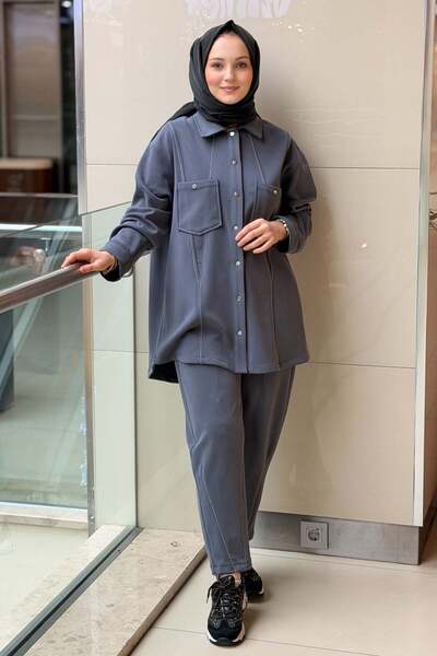 Ghisa Thin Chain Detailed Pocketed Cap Pants Modal Set
